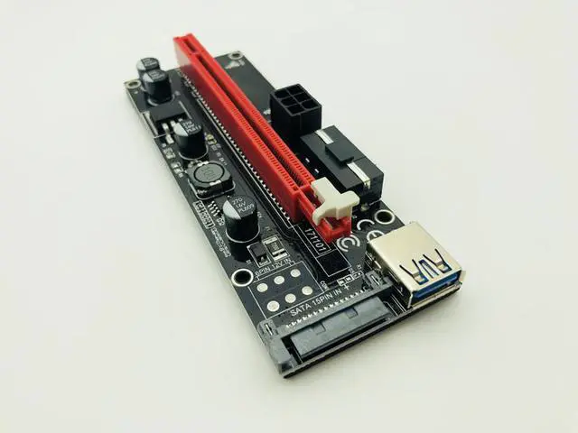 Alt view image 6 of 6 - 50PCS 009s PCI Express Riser Card 1x to 16x PCIE Extender USB3.0 Cable SATA 6Pin 4Pin IDE Molex Power for BTC Miner Mining 2 LED