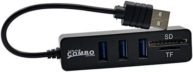 Alt view image 3 of 3 - Hub USB multifonction 3 Ports 2.0, 480Mbps marche/arrêt, lecteur de carte Micro SD/CF, compatible avec WinXP/7/8 Vista et Mac OS