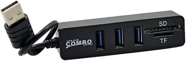 Alt view image 2 of 3 - Hub USB multifonction 3 Ports 2.0, 480Mbps marche/arrêt, lecteur de carte Micro SD/CF, compatible avec WinXP/7/8 Vista et Mac OS