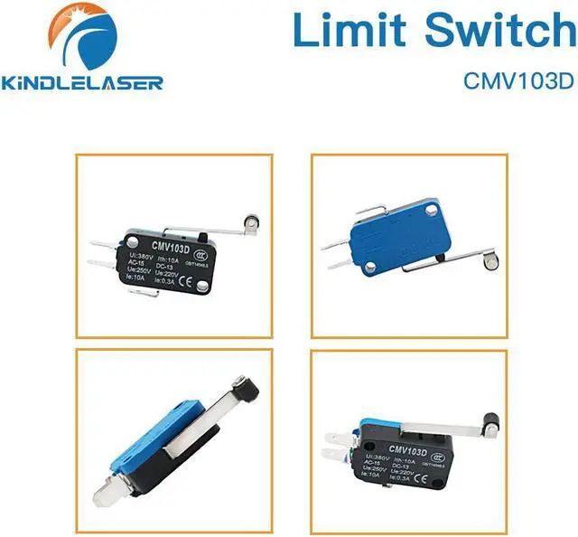 Alt view image 4 of 7 - Kindle Laser  petit interrupteur de fin de course de haute qualité CMV103D, Micro interrupteur momentané à longue poignée pour machine de découpe Laser CO2