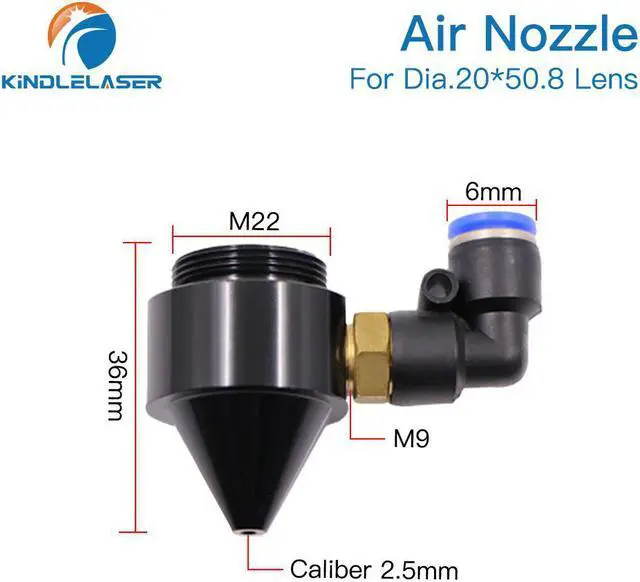 Alt view image 2 of 7 - Kindle Laser buse d'air pour lentille ou tête Laser Dia.20 FL50.8, pour découpe et gravure Laser CO2