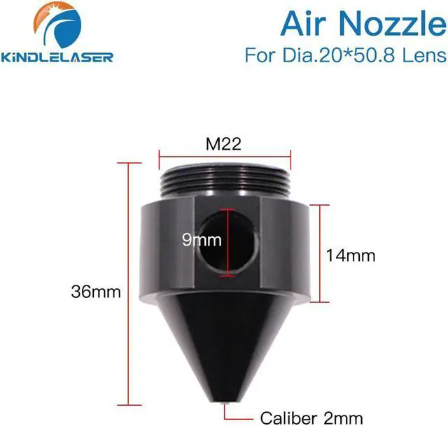 Alt view image 3 of 7 - Kindle Laser buse d'air pour lentille ou tête Laser Dia.20 FL50.8, pour découpe et gravure Laser CO2