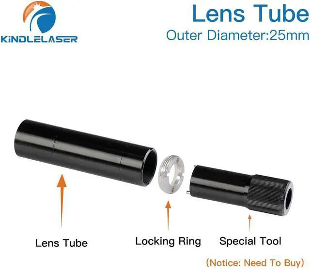 Alt view image 3 of 7 - Kindelaser  Tube de lentille CO2 O.D.25mm, pour lentille D20 F50.8/63.5/101.6mm, Machine de découpe Laser CO2