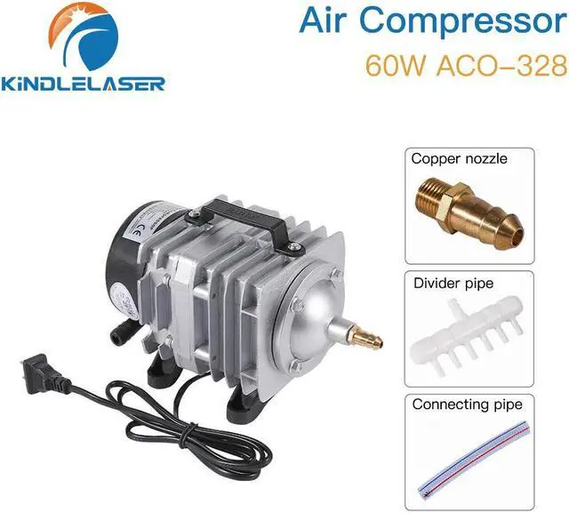 Alt view image 2 of 4 - KINDLELASER  compresseur d'air électrique magnétique 60W, pompe à Air pour Machine de découpe et gravure au Laser CO2, ACO-328