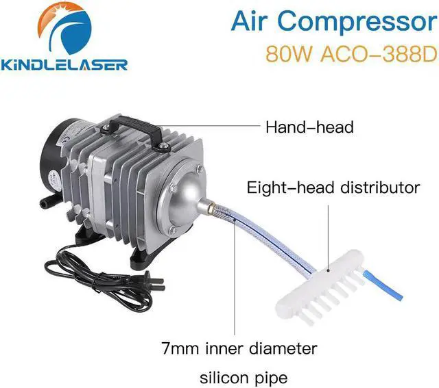 Alt view image 3 of 4 - KINDLELASER  compresseur d'air électrique magnétique 80W ACO-388D, pompe à Air pour Machine de découpe et gravure au Laser CO2