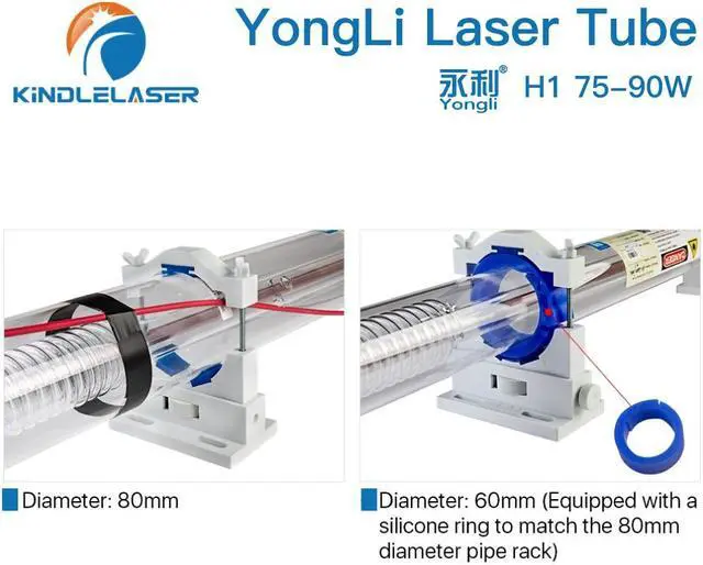 Alt view image 4 of 4 - Yongli  boîte en bois pour Machine de découpe et gravure Laser, Tube Laser CO2 série H Dia.60mm, 75-90W