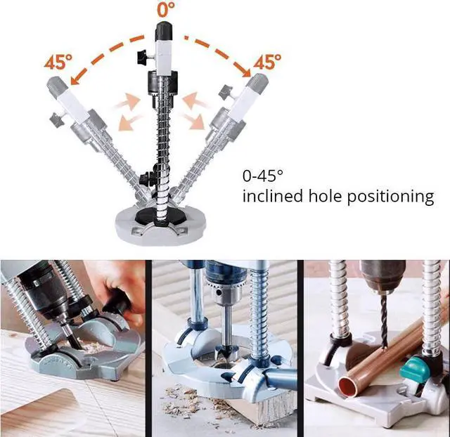 Alt view image 7 of 7 - Guide de perçage Portable pour trous à angles multiples, localisateur de gabarit de forage à centrage automatique, perceuses électriques, Base de support, outils électriques pour le travail du bois