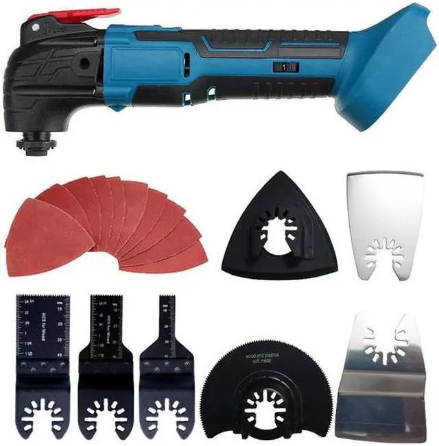 Alt view image 5 of 7 - Outil multifonction oscillant 21V, scie électrique sans fil à vitesse Variable, sans balais, outil de coupe de pelle à bois avec accessoires