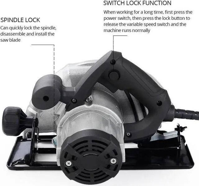 Alt view image 6 of 7 - Scie circulaire électrique multifonctionnelle de 7 pouces, 1800W, tout en aluminium, outils électriques pour le travail du bois, Machine de coupe haute puissance