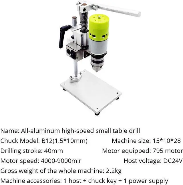 Alt view image 6 of 7 - Perceuse à pression à vitesse Variable 100-230v, Mini perceuse d'établi électrique 100W, mandrin 1.5-10mm