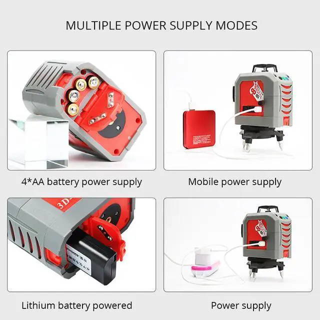 Alt view image 6 of 7 - Niveau Laser 3x360 ° 12 lignes à nivellement automatique, alimentation multimode, travail du bois Construction outils de mesure