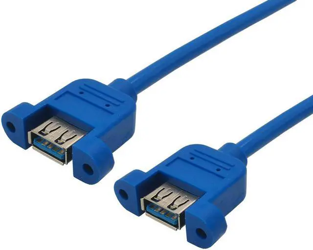 Main image of Câble USB 3.0 Type A femelle à femelle, 0.3M, coupleur de câble, connecteur de changeur de sexe, verrouillage à vis, montage sur panneau