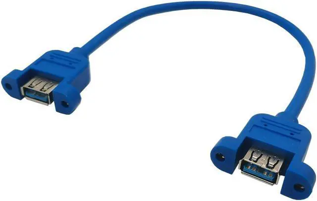 Alt view image 2 of 2 - Câble USB 3.0 Type A femelle à femelle, 0.3M, coupleur de câble, connecteur de changeur de sexe, verrouillage à vis, montage sur panneau
