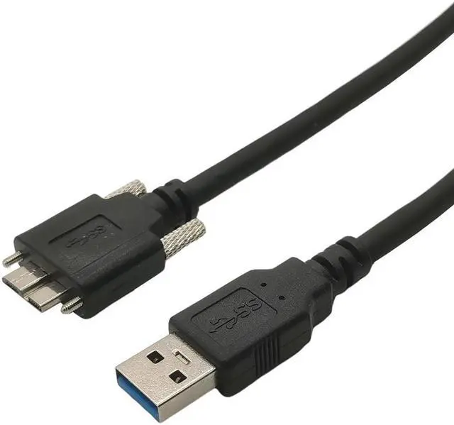 Alt view image 2 of 3 - Câble USB 0.6 à Micro B de 3.0 m, 5Gbps, cordon de connexion à vis de verrouillage pour montage sur panneau