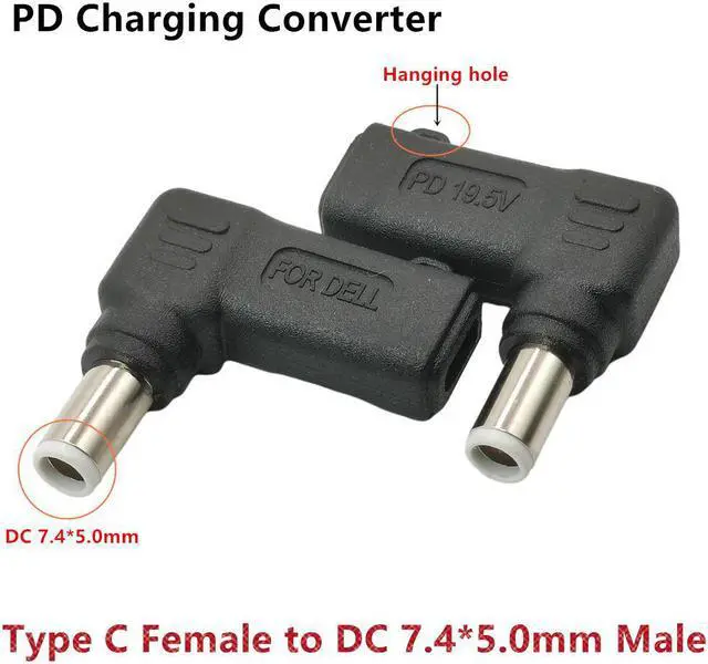 Main image of Adaptateur de charge USB type-c femelle vers cc mâle, 65W, 7.4x5.0mm, pour Dell Latitude E6420 E6430 E6430s E6430U E6440 E6500