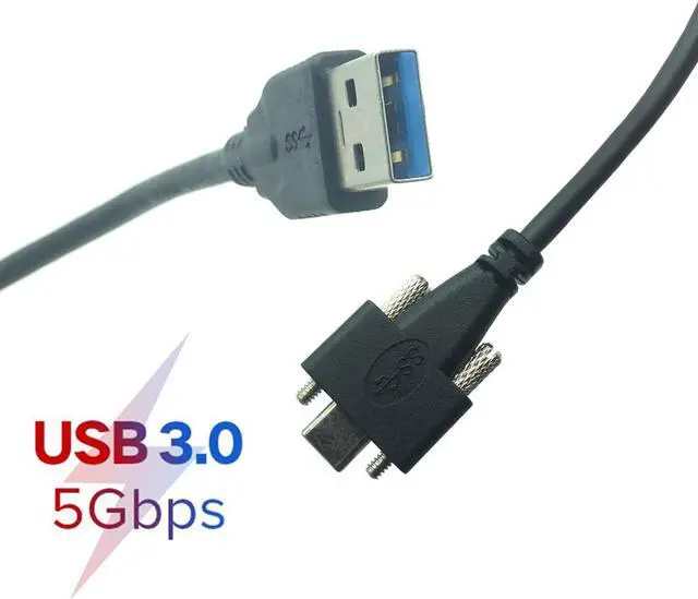 Main image of Câble USB 3.1 type-c à double vis de verrouillage, câble de données USB3.0 Standard à 90 degrés pour caméra 5Gbps 1m