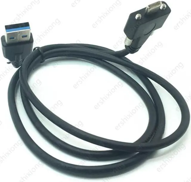Alt view image 3 of 4 - Câble USB 3.1 type-c à double vis de verrouillage, câble de données USB3.0 Standard à 90 degrés pour caméra 5Gbps 1m
