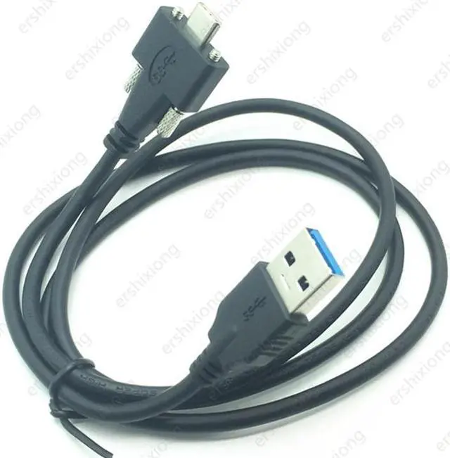 Alt view image 4 of 4 - Câble USB 3.1 type-c à double vis de verrouillage, câble de données USB3.0 Standard à 90 degrés pour caméra 5Gbps 1m