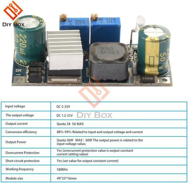 Alt view image 2 of 7 - DC-DC 5A Buck Constant Current Module Step-down Voltage Regulator Power Supply Module Board Buck Converter