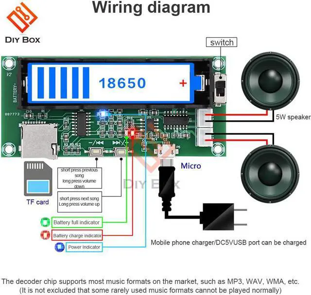 Alt view image 4 of 7 - Mini PAM8403 Amplifier Board 5W+5W 2.0 Channel Stereo Audio AMP with 18650 Holder Support TF Card XH-A152 For Speaker