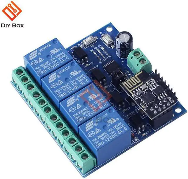 Alt view image 6 of 7 - DC 12V WiFi Relay Module ESP8266 ESP-01 4CH APP Controller Wireless Switch Relay Module for Smart Home Automation