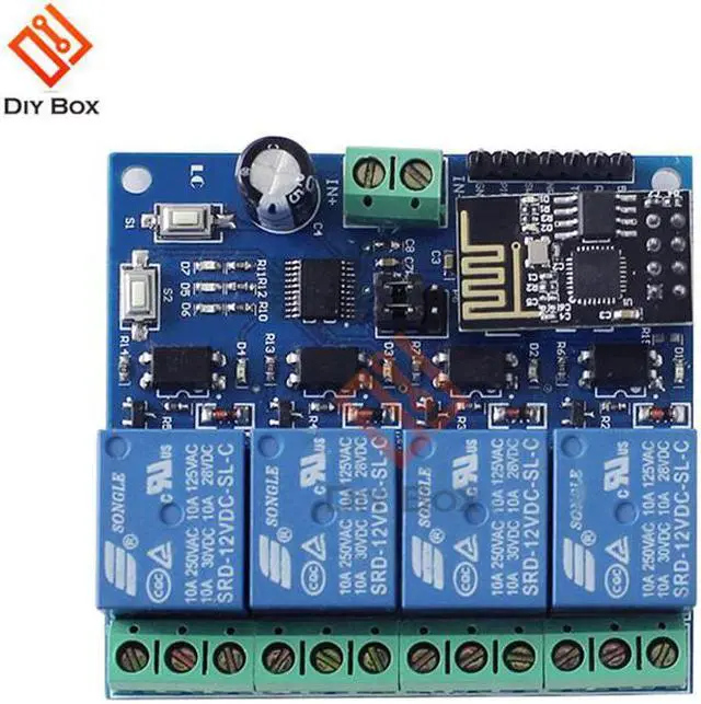Alt view image 5 of 7 - DC 12V WiFi Relay Module ESP8266 ESP-01 4CH APP Controller Wireless Switch Relay Module for Smart Home Automation