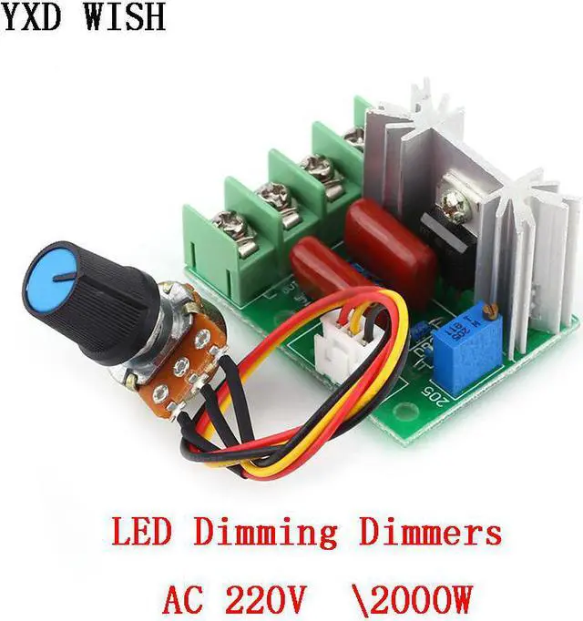 Alt view image 3 of 4 - Régulateur de tension SCR AC 220V, variateur, 2000W, haute puissance, régulateur de vitesse de moteur, avec potentiomètre