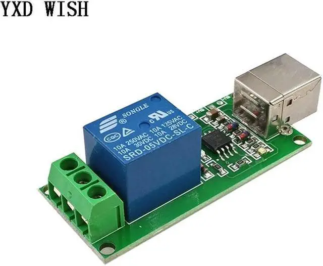 Alt view image 5 of 6 - Module relais USB 5 V 1 canal, contrôle Programmable par ordinateur pour maison intelligente, carte relais 5 V 1 voie