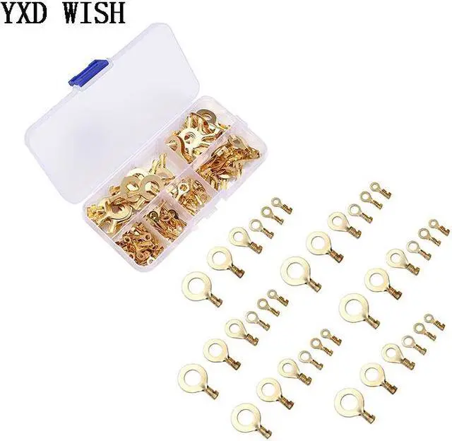 Alt view image 7 of 7 - Kit d'assortiment de bagues M3/M4/M5/M6/M8/M10, 150 pièces, anneaux, yeux, bornes à sertir en cuivre, connecteur de fil Non isolé, Diy