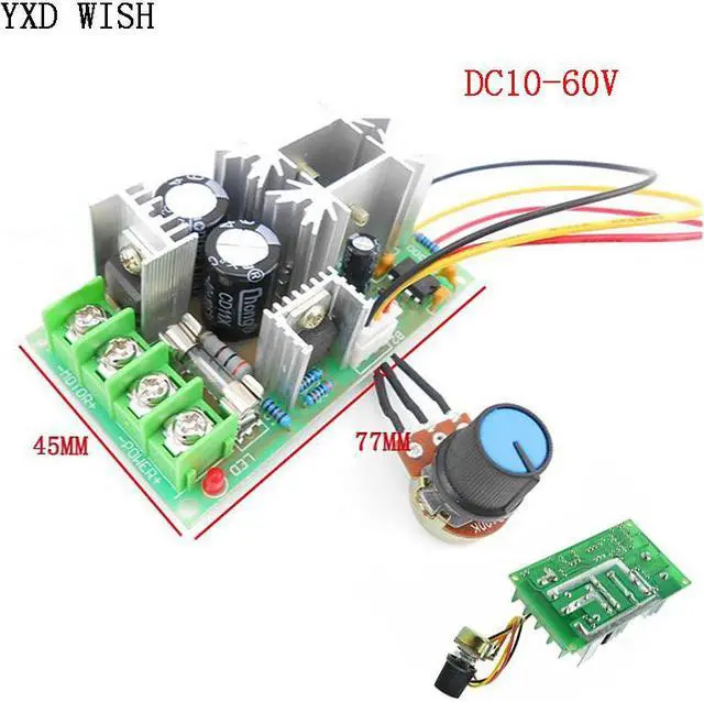 Alt view image 5 of 6 - PWM DC moteur régulateur de vitesse commutateur DC 20A régulateur de tension de courant 10-60V PWM Module d'entraînement haute puissance 60A 12V 24V 36V 48V