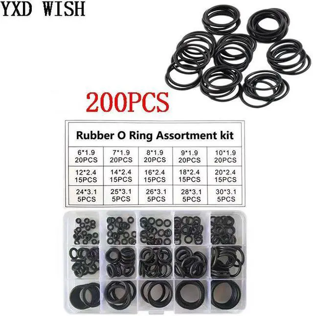 Alt view image 4 of 6 - Kit d'assortiment de joints toriques en Silicone, 15 tailles, Kit de réparation de joints toriques en caoutchouc noir, résistance à l'usure, 200