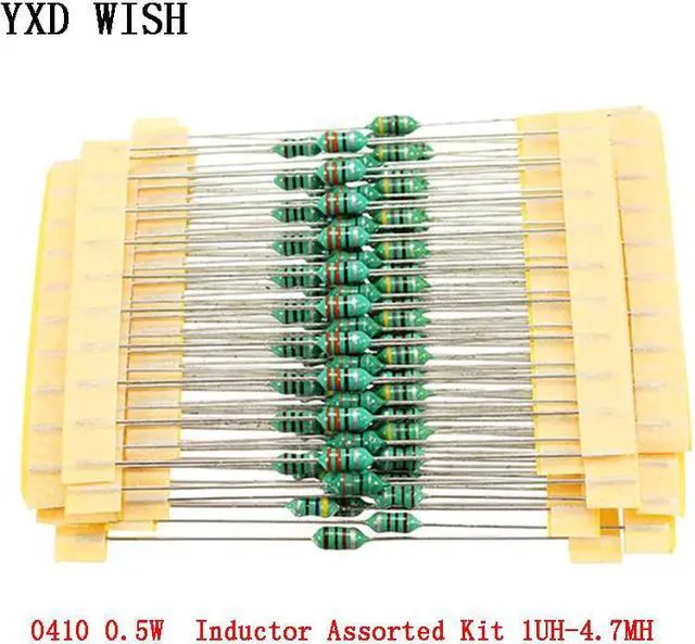Alt view image 2 of 2 - Inducteurs à anneau de couleur 0410 W, Kit assorti de 20 valeurs, 1/2,2/4,7/0.5///47/1mh