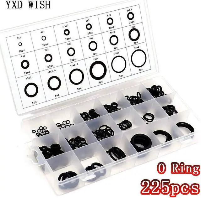 Alt view image 5 of 7 - Joint torique en caoutchouc résistant à l'huile, joints d'étanchéité, assortiment de différentes tailles avec boîte en plastique, Kit de bricolage, 225 pièces