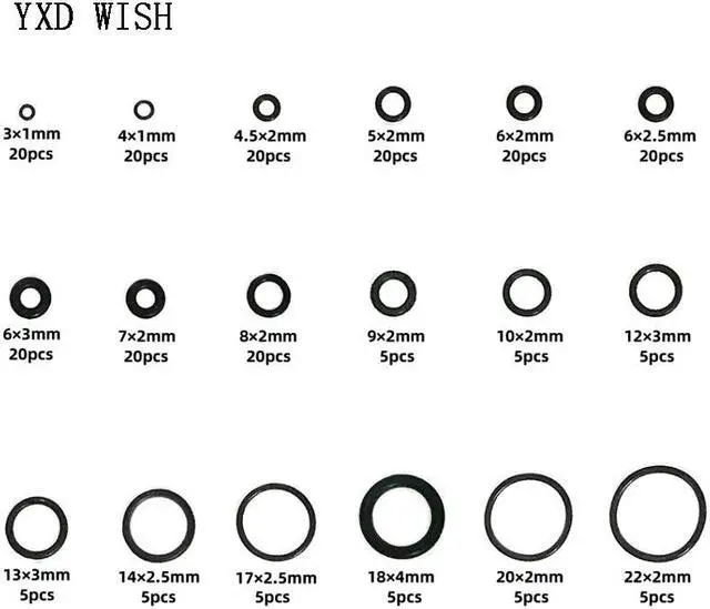 Alt view image 6 of 7 - Joint torique en caoutchouc résistant à l'huile, joints d'étanchéité, assortiment de différentes tailles avec boîte en plastique, Kit de bricolage, 225 pièces
