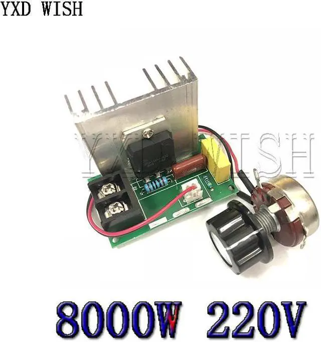 Alt view image 2 of 2 - Régulateur de vitesse de ventilateur, variateur, Thermostat avec potentiomètre, régulateur de tension, haute puissance, 8000W, AC 220V SCR