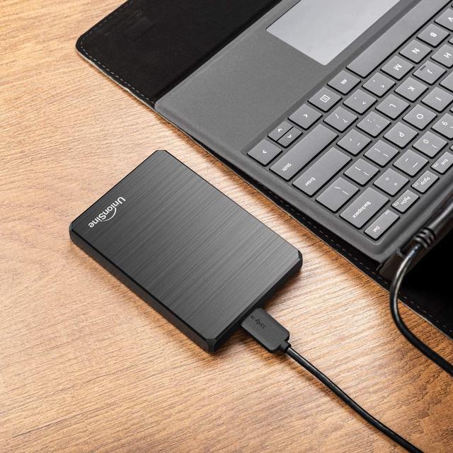 Alt view image 6 of 7 - UnionSine 1TB Ultra Slim Portable External Hard Drive USB3.0 HDD Storage Compatible for PC, Desktop, Laptop, Xbox One, Xbox one, PS4(Black)