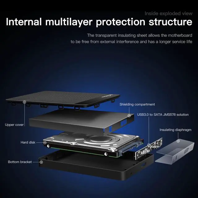 Alt view image 5 of 7 - UnionSine 1TB Ultra Slim Portable External Hard Drive USB3.0 HDD Storage Compatible for PC, Desktop, Laptop, Xbox one, Xbox 360, PS4(Black) HD-006