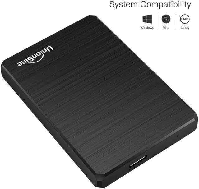 Alt view image 5 of 7 - UnionSine 250GB Ultra Slim Portable External Hard Drive USB3.0 HDD Storage Compatible for PC,Hard Drive, Desktop, Laptop,(Black)