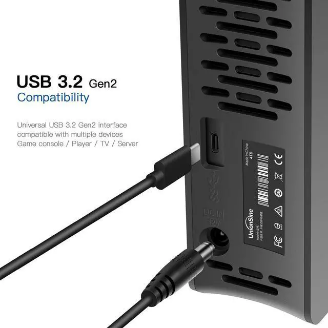 Alt view image 2 of 7 - UnionSine 18TB 3.5" External Hard Drive USB3.2Gen2 Type-C HDD Storage Compatible for PC, Desktop, Laptop,TV(Black) HD3510 Black 18TB