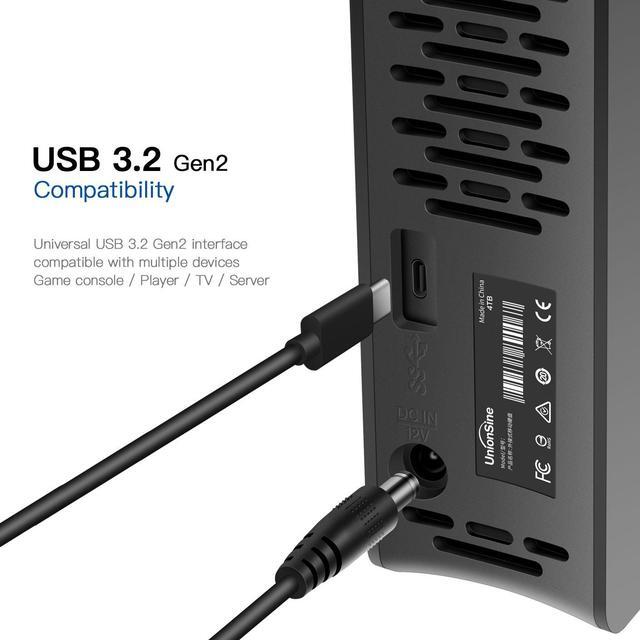 Alt view image 2 of 7 - UnionSine 6TB 3.5" External Hard Drive USB3.2Gen2 Type-C HDD Storage Compatible for PC, Desktop, Laptop,TV(Black) HD3510 Black 6TB