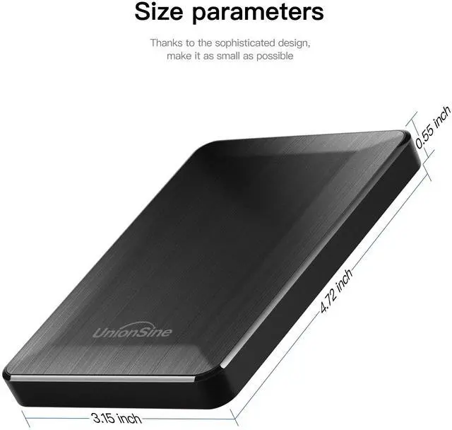 Alt view image 3 of 7 - UnionSine 2513 500GB Ultra Slim Portable External Hard Drive USB3.0 HDD Storage Compatible for PC, Desktop, Laptop, Xbox One, Xbox one, PS4(Black)