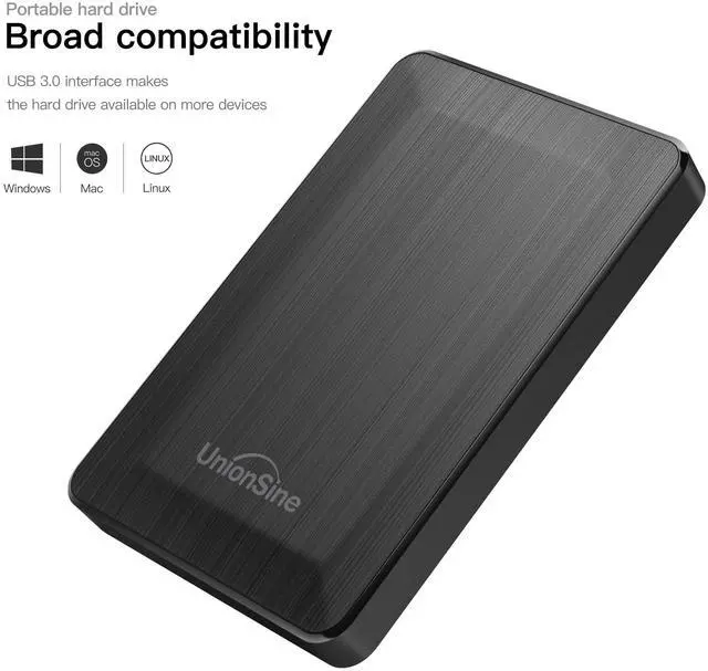 Alt view image 2 of 7 - UnionSine 2513 500GB Ultra Slim Portable External Hard Drive USB3.0 HDD Storage Compatible for PC, Desktop, Laptop, Xbox One, Xbox one, PS4(Black)