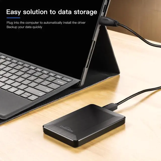 Alt view image 5 of 7 - UnionSine 2513 500GB Ultra Slim Portable External Hard Drive USB3.0 HDD Storage Compatible for PC, Desktop, Laptop, Xbox One, Xbox one, PS4(Black)