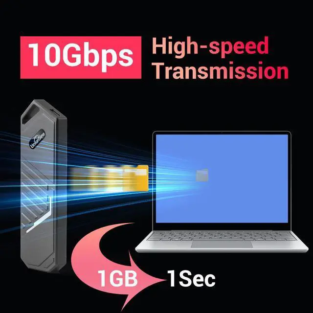 Alt view image 3 of 6 - UnionSine M2 SSD Case NVMe USB 3.2 Type C Gen2 10Gbps Enclosure Aluminum Alloy M.2 NVMe Solid State Drive for 2230 2242 2280
