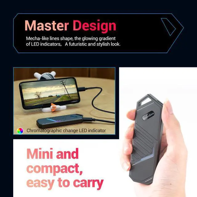 Alt view image 5 of 6 - UnionSine M2 SSD Case NVMe USB 3.2 Type C Gen2 10Gbps Enclosure Aluminum Alloy M.2 NVMe Solid State Drive for 2230 2242 2280
