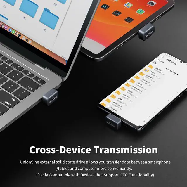 Alt view image 3 of 6 - UnionSine External SSD 128GB 256GB 512GB Solid State Drive USB3.2 Type-C 450MB/s Mini USB Flash Drive for Phone/Laptop/MacBook 512GB