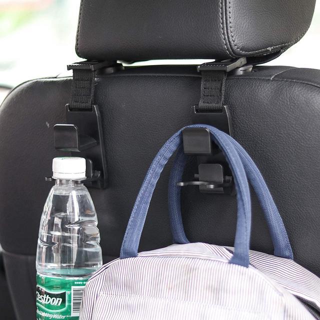 Car Backseat Hook/Hanger, Universal Head Rest Hook, Car Hooks for Handbag,  Wallets, Grocery Bags(Black