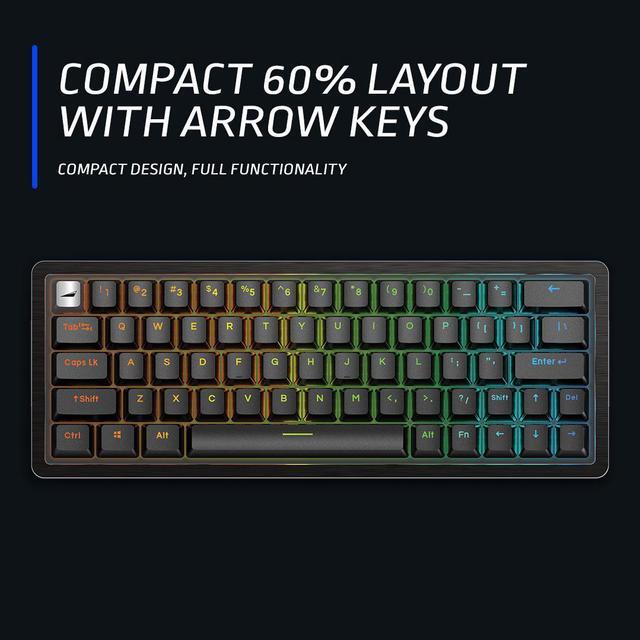 Alt view image 2 of 14 - MOUNTAIN Everest 60 RGB Gaming Keyboard - 60% with Arrow Keys, lubed MOUNTAIN switches, Sophisticated Sound dampening and 5-pin hot-swap - Midnight Black (Linear 45)
