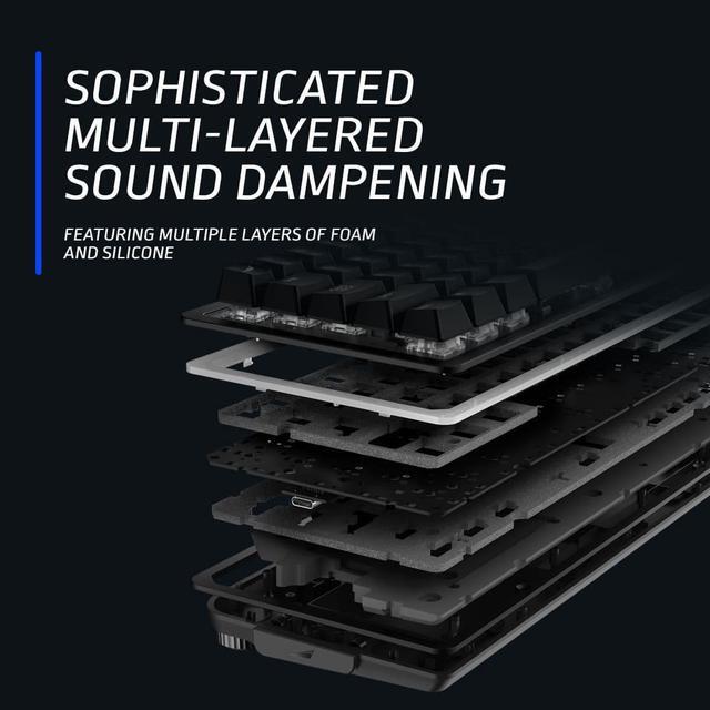 Alt view image 4 of 14 - MOUNTAIN Everest 60 RGB Gaming Keyboard - 60% with Arrow Keys, lubed MOUNTAIN switches, Sophisticated Sound dampening and 5-pin hot-swap - Midnight Black (Linear 45)