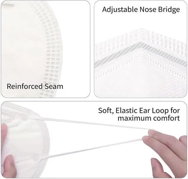 Alt view image 3 of 5 - BYD CARE KN95 Respirator, 50 Pieces, Breathable & Comfortable Foldable Safety Mask with Ear Loop for Tight Fit, GB2626